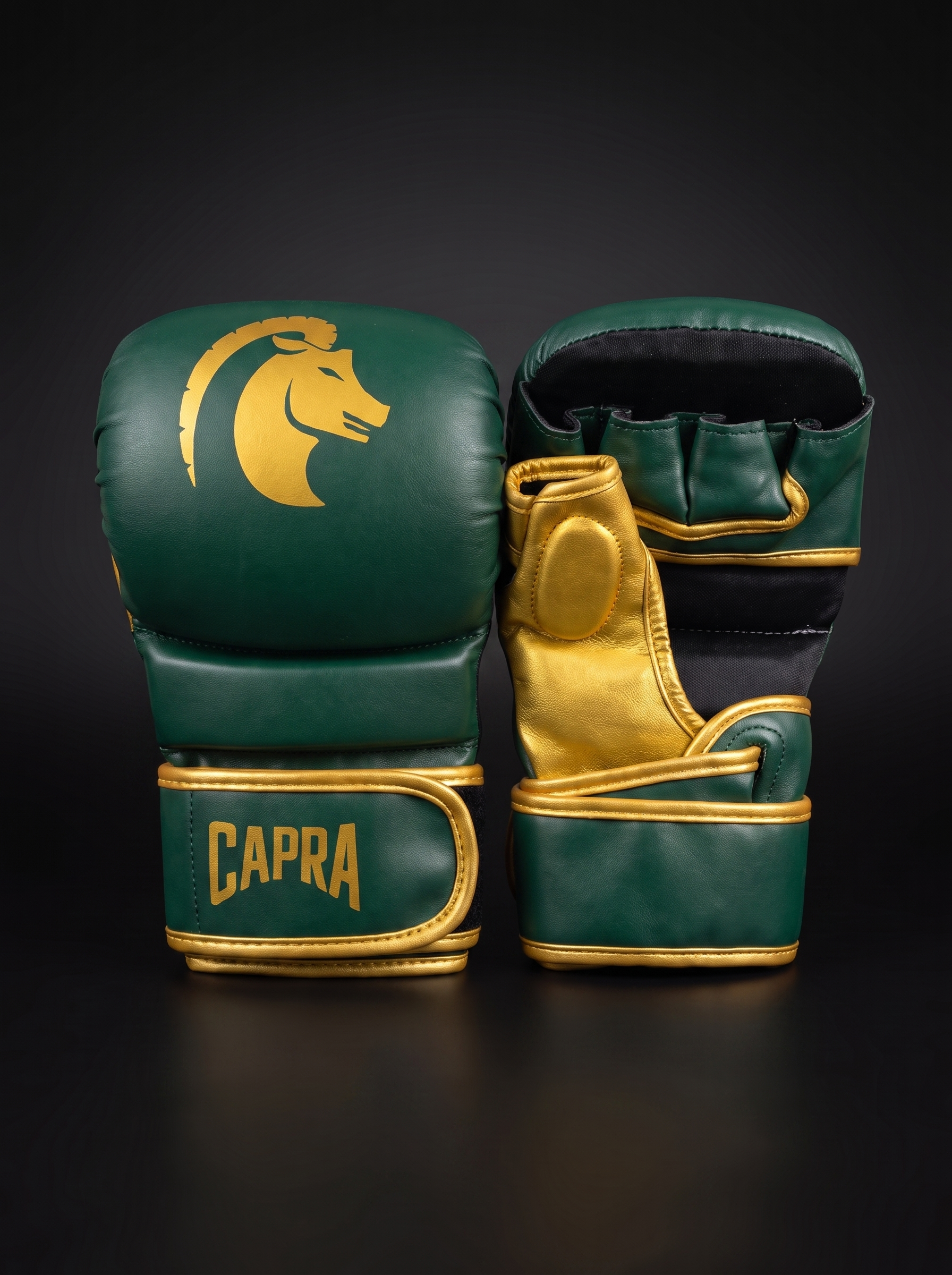 Capra MMA Sparring Gloves Gold Edition groen/goud #Kleur_Groen